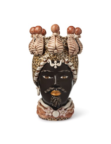 VASE MORO MAN BIG LEOPARD H48